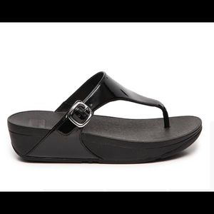 Flitflop Skinny Wedge Platform 10 Patent Black Buckle New!